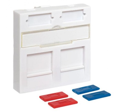 Вставка розеточная TERACOM PRO 45x45мм Mosaic на 2 модуля со шторками и маркерами белая  TRP-INS-MOS-2M2P-WH  EKF