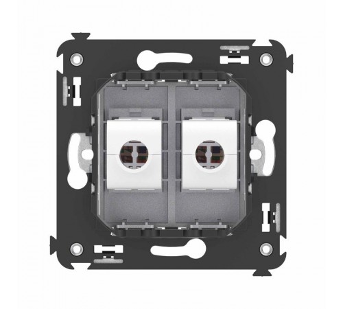 Компьютерная розетка RJ-45 без шторки в стену, кат.6 двойная, "Avanti", "Закаленная сталь"  4404694  DKC