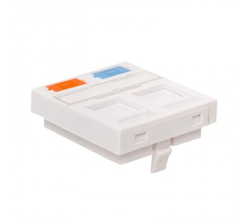 Вставка розеточная TERACOM PRO 45x45мм Mosaic на 2 модуля со шторками и маркерами белая  TRP-INS-MOS-2M2P-WH  EKF