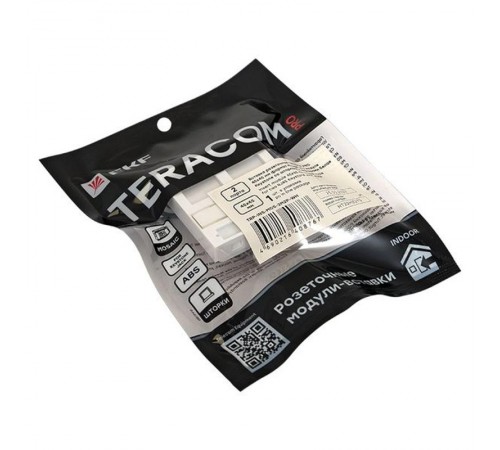 Вставка розеточная TERACOM PRO 45x45мм Mosaic на 2 модуля со шторками и маркерами белая  TRP-INS-MOS-2M2P-WH  EKF