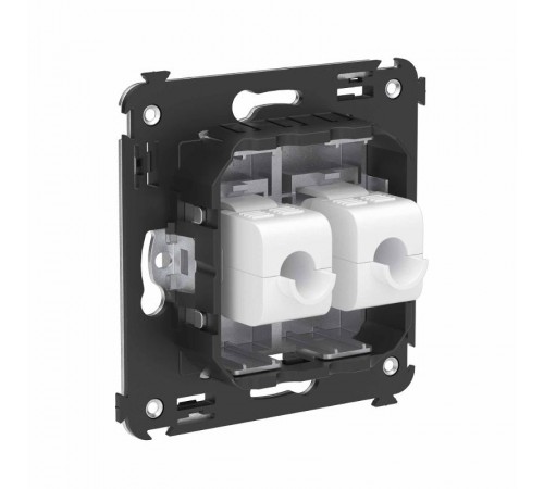 Компьютерная розетка RJ-45 без шторки в стену, кат.6 двойная, "Avanti", "Закаленная сталь"  4404694  DKC