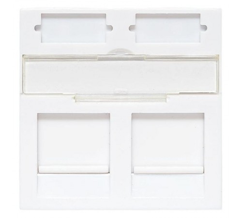 Вставка розеточная TERACOM PRO 45x45мм Mosaic на 2 модуля со шторками и маркерами белая  TRP-INS-MOS-2M2P-WH  EKF