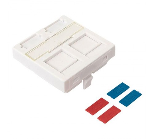 Вставка розеточная TERACOM PRO 45x45мм Mosaic на 2 модуля со шторками и маркерами белая  TRP-INS-MOS-2M2P-WH  EKF