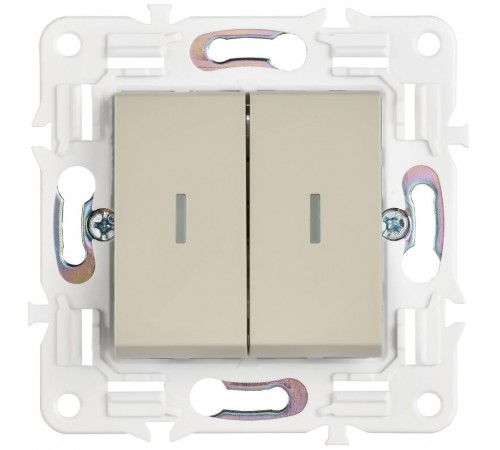 SKANDY Выключатель 2-клавишный проходной с индикацией 10А SK-V10B бежевый  SK-V22-1-10-K10  IEK