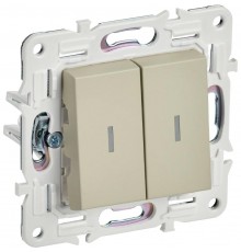 SKANDY Выключатель 2-клавишный проходной с индикацией 10А SK-V10B бежевый  SK-V22-1-10-K10  IEK