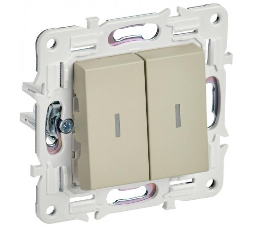 SKANDY Выключатель 2-клавишный проходной с индикацией 10А SK-V10B бежевый  SK-V22-1-10-K10  IEK