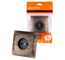 Розетка 2П 10А 250В старинная бронза "Лама"  SQ1815-0763  TDM