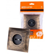 Розетка 2П 10А 250В старинная бронза "Лама"  SQ1815-0763  TDM