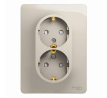 Glossa Молочный Розетка 2-ая с заземлением со шторками (в сборе)  GSL000926  SE