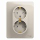 Glossa Молочный Розетка 2-ая с заземлением со шторками (в сборе)  GSL000926  SE