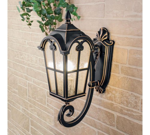 Светильник садово-парковый Mira U черное золото настенный  a025300  Elektrostandard