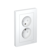 AtlasDesign Белый Розетка без заземления двойная, со шторками,16А, (в сборе с рамкой)  ATN000122  SE