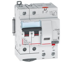 Выключатель автоматический дифференциального тока DX3 6000 2п 10А С 10мА тип AС (4 мод)  411149  Legrand