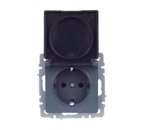 BRITE Розетка с заземлением со шторками с кр. 16А IP20 РСбш10-3-БрМ маренго  BR-R16-16-K35  IEK