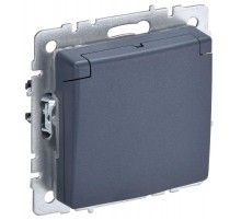 BRITE Розетка с заземлением со шторками с кр. 16А IP44 РСбш10-3-44-БрМ маренго  BR-R16-16-44-K35  IEK