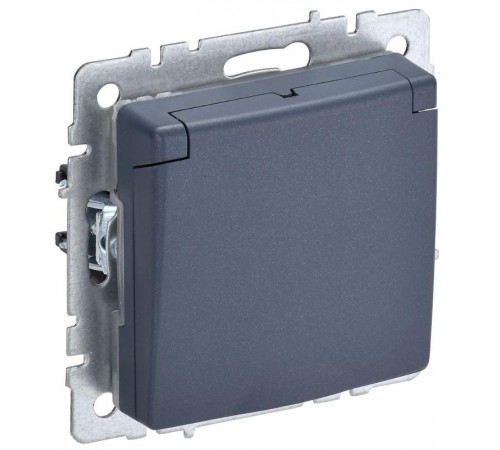 BRITE Розетка с заземлением со шторками с кр. 16А IP44 РСбш10-3-44-БрМ маренго  BR-R16-16-44-K35  IEK