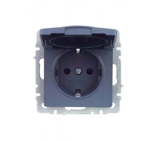 BRITE Розетка с заземлением со шторками с кр. 16А IP20 РСбш10-3-БрМ маренго  BR-R16-16-K35  IEK