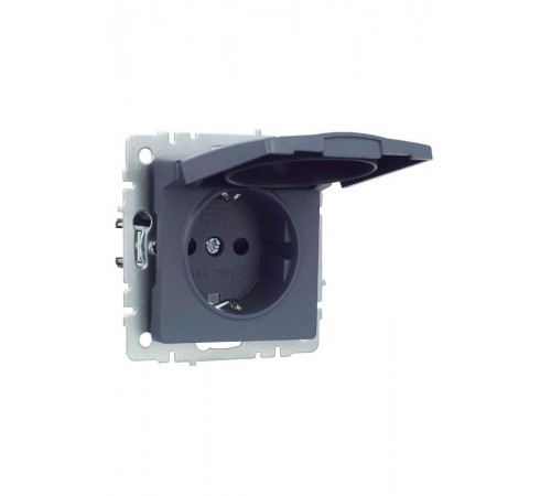 BRITE Розетка с заземлением со шторками с кр. 16А IP20 РСбш10-3-БрМ маренго  BR-R16-16-K35  IEK