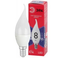 Лампа светодиодная RED LINE LED BXS-8W-865-E14 R E14 / Е14 8Вт свеча на ветру холодный дневной свет  Б0045345  ЭРА
