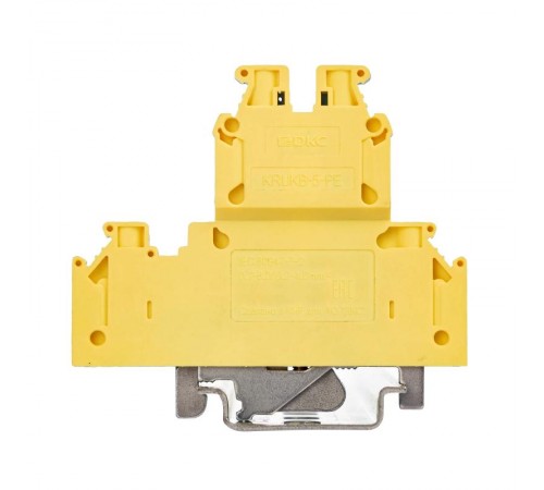 Клемма заземления двухуровневая, винтовой зажим, 4 точки подключения, 4 кв.мм ж/з  KRUKB-5-PE  DKC