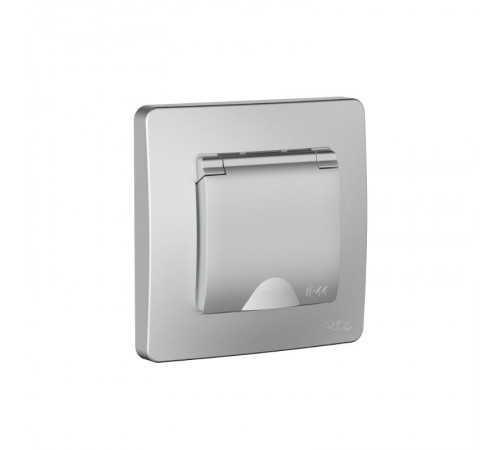 Blanca Алюминий С/У IP44 Розетка с заземлением со шторками, с крышкой, 16А, 250В  BLNRS441113   SE