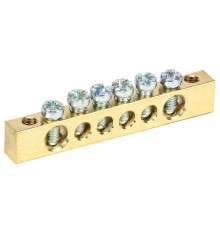 Шина PEN "земля-ноль" 6х9 мм 6/2 (6 групп/крепеж по краям)  11-2365  REXANT