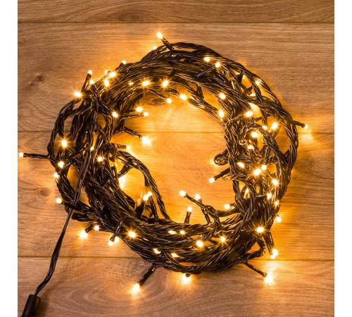 Гирлянда "Твинкл Лайт" 10 м,  черный ПВХ, 100 диодов, цвет ТЕПЛЫЙ БЕЛЫЙ  303-136  NEON-NIGHT