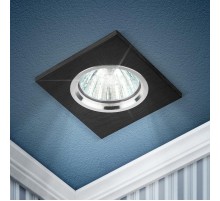 Светильник точечный встраиваемый под лампу KL57 50Вт MR16 серебро/черный алюминиевый  Б0017255  ЭРА