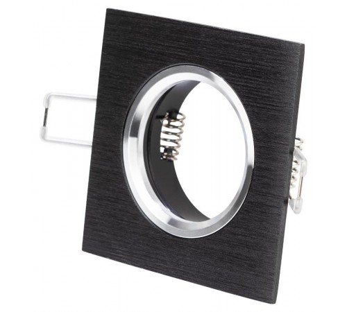 Светильник точечный встраиваемый под лампу KL57 50Вт MR16 серебро/черный алюминиевый  Б0017255  ЭРА