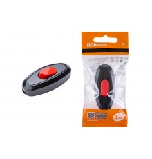 Выключатель на шнур 6А 250В черный с красной кнопкой  SQ1806-0222  TDM