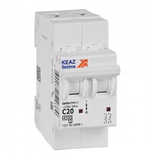 Выключатель автоматический двухполюсный OptiDin BM63-2C20-4,5-УХЛ3  326804  КЭАЗ