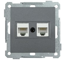 BOLERO антрацит Розетка компьютерная 2-местная RJ45 Cat5e РК10-2-Б EKB25-K95  IEK