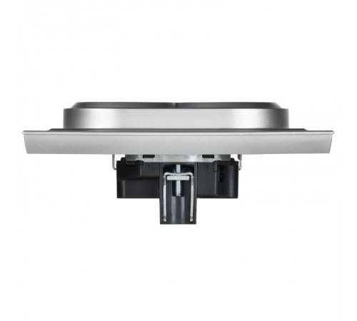 BRITE Розетка 2-ая с заземлением со шторками 16А в сборе РСш12-3-БрА алюминий  BR-R24-16-K47-F  IEK