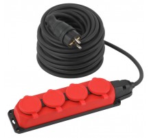 Удлинитель силовой UK-4e-3x1,5-30m-IP44(KG) с заземлением 4 розетки каучук 30м КГ 3х1,5мм2 IP44  Б0057588  ЭРА