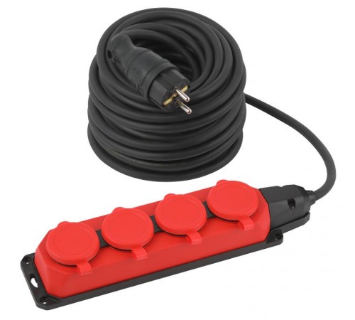 Удлинитель силовой UK-4e-3x1,5-30m-IP44(KG) с заземлением 4 розетки каучук 30м КГ 3х1,5мм2 IP44  Б0057588  ЭРА