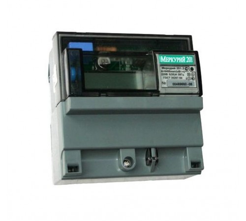 Счетчик Меркурий 201.2  5-60А/220В (1 тар.) ЖКИ (DIN)