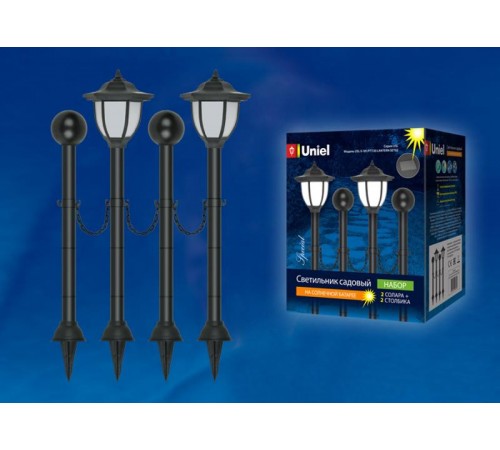Cветильник садовый декоративный на солнечной батарее "Фонари" USL-S-181/PT720 LANTERN SET02 Белый свет. 1*АА Ni-Mh акк в/к. IP44  UL-00003132  Uniel