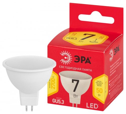 Лампа светодиодная LED MR16-7W-827-GU5.3 R (диод, софит, 9Вт, нейтр, GU5.3)  Б0050231  ЭРА