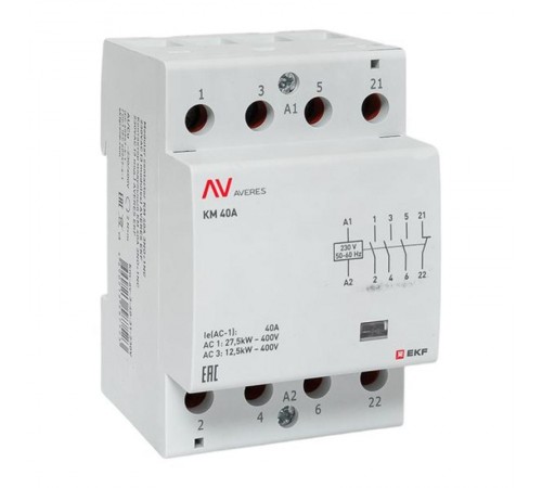 Контактор модульный КМ 40А 3NO+1NC 230VAC (3 мод.) AVERES km-av-3-40-31-230V EKF