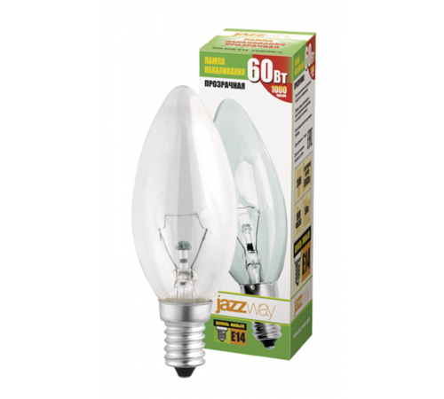Лампа накаливания ЛОН 60Вт E14 240В B35 clear  3320553  Jazzway