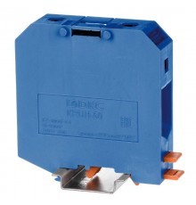 Клемма проходная, винтовой зажим, 2 точки подключения, 50 кв.мм, синяя  KRUH-50-BU  DKC