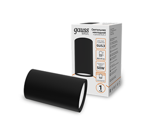 Светильник  Basic, накладной, под лампу GU5.3, черный 1/20/60  HD063  Gauss
