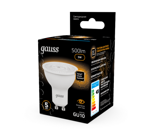 Лампа светодиодная LED 5Вт GU10 220В 2700К MR16  101506105  Gauss