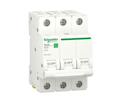 Выключатель автоматический трехполюсный С 16А 3P 6000A RESI9  R9F12316  Schneider Electric