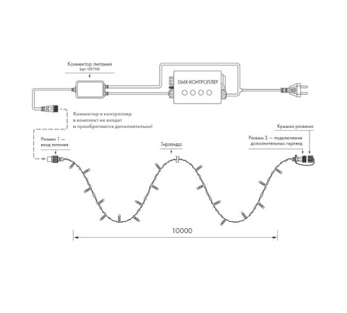 Светодиодная гирлянда ARD-STRING-PRO-10000-BLACK-95LED-LIVE RGBW-DMX (24V, 10W) (Ardecoled, IP65)  031751  Arlight