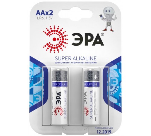 Батарейка щелочная (алкалиновая)  LR6-2BL (40/320/12800) (AA)   C0038452  ЭРА