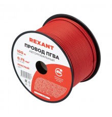 Провод ПГВА REXANT 1х0.75 мм, красный, бухта 100 м 01-6504  REXANT