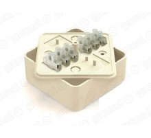 Коробка распределительная для о/п 75х75х28мм с клеммной колодкой ЗВИ-5 (1,5-4мм2) 6 клемм, IP40, цвет -СЛОНОВАЯ КОСТЬ (80шт)  GE41216-02  GREENEL