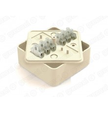 Коробка распределительная для о/п 75х75х28мм с клеммной колодкой ЗВИ-5 (1,5-4мм2) 6 клемм, IP40, цвет -СЛОНОВАЯ КОСТЬ (80шт)  GE41216-02  GREENEL