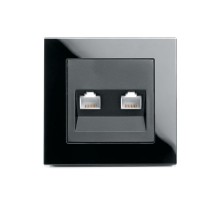 Розетка компьютерная 2-местная RJ-45, серия Катрин, GLS00-7006-05, черный  39509  STEKKER
